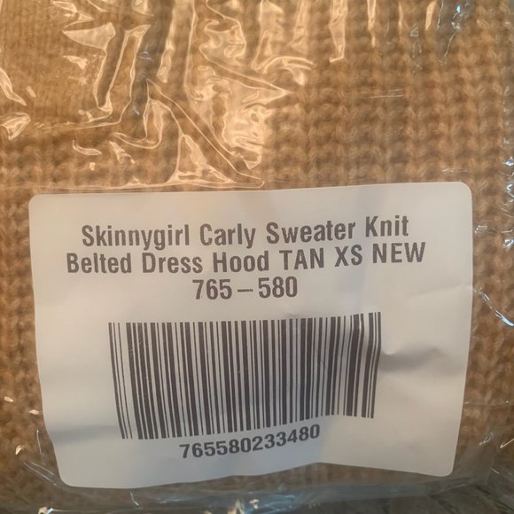 NWT SKINNYGIRL CARLY KNIT SWEATER BELTED DRESS WITH HOOD TAN XS - Picture 11 of 12